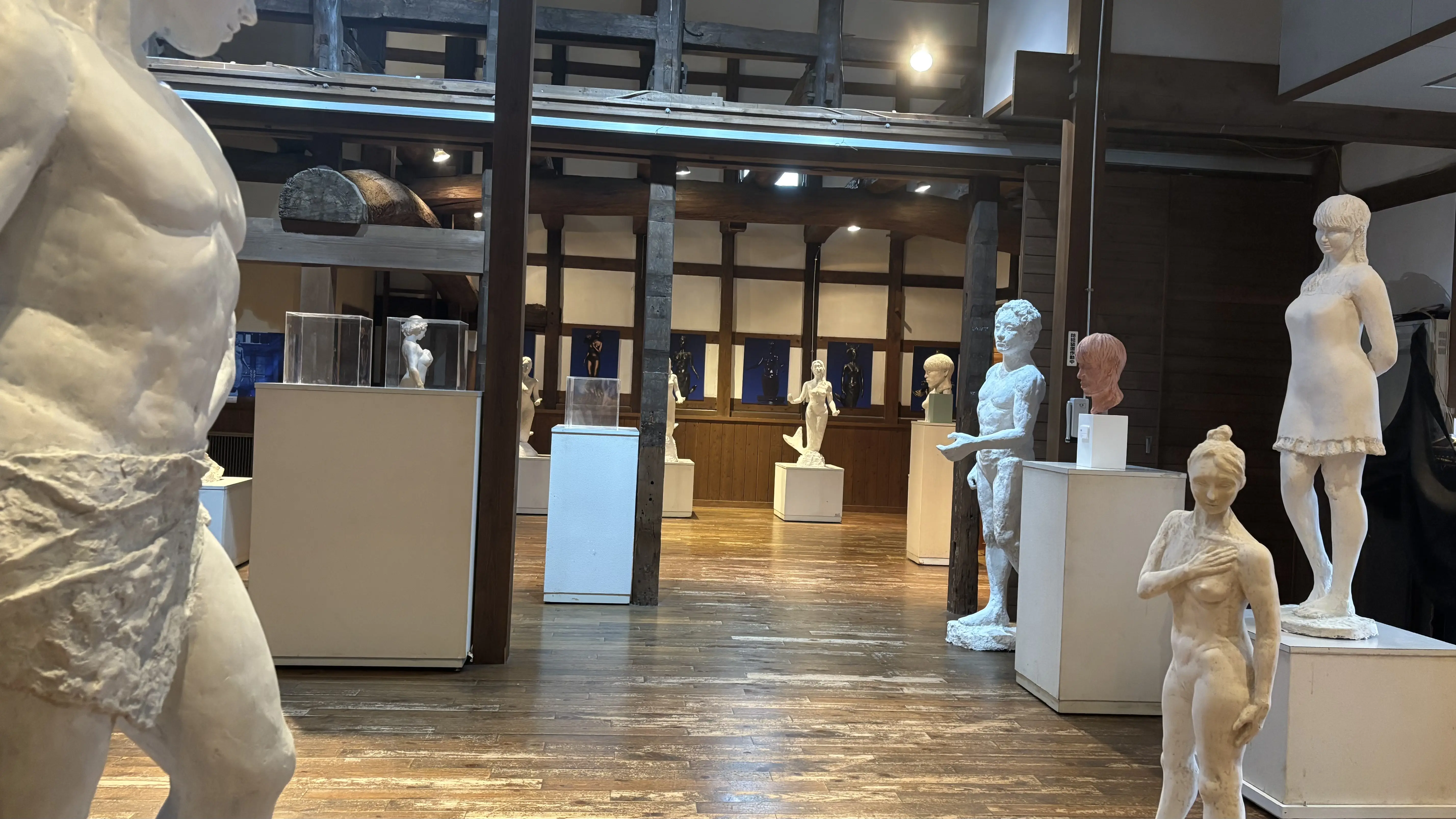 展示室内の高低差を活かした作品配置